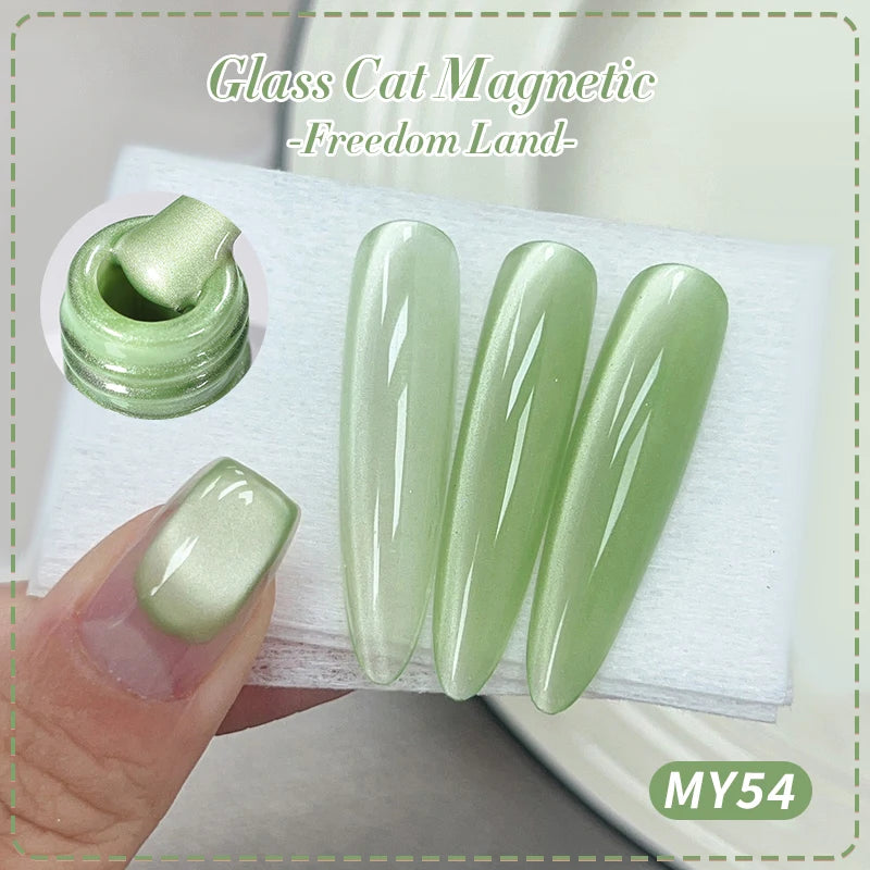 10Ml Pink Glass Bead Cat Magnetic Gel Nail Polish Spring Moonlight Jelly Crystal Semi Permanent Soak off Manicure
