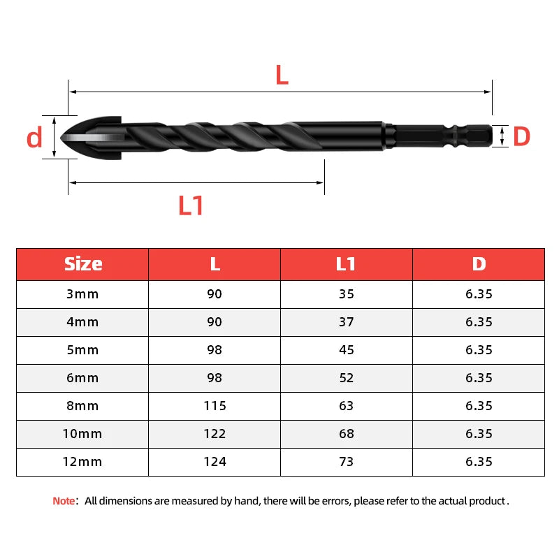 Cross Hex Drill Bit Set for Concrete Porcelain Tile Glass Metal Multifunction Drill Bits Kit Power Tools Drilling Drills
