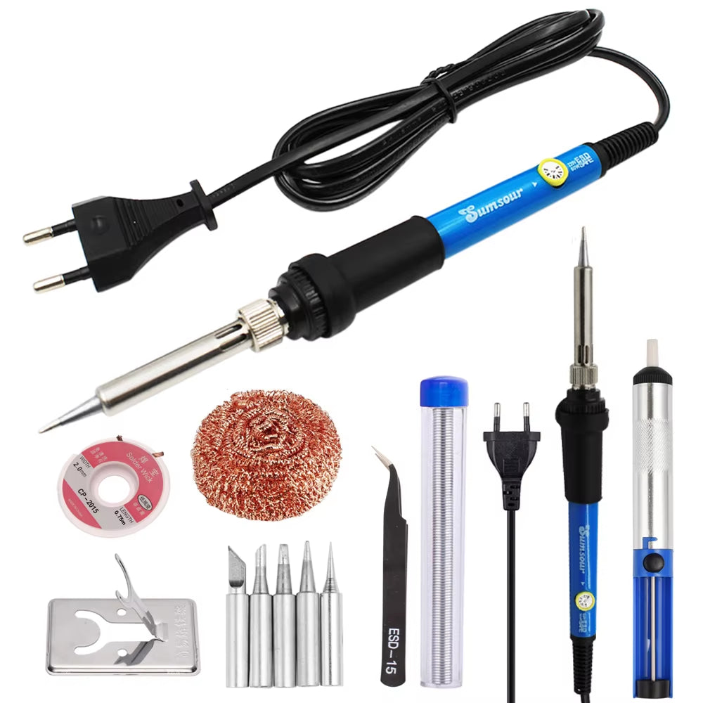 60W/80W Electric Soldering Iron Adjustable Temperature Digital Display Electronic Welding Repair Tools with Solder Tin Iron Tips