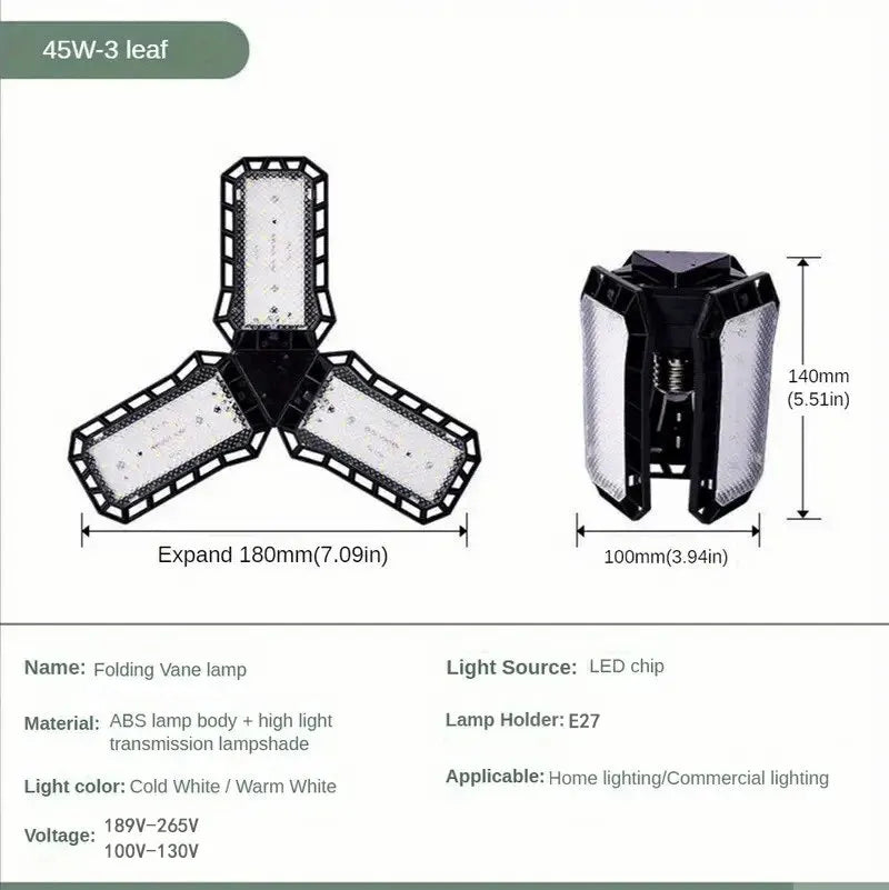 40W-80W LED Garage Light Bulbs - Adjustable Super Bright Shop Light