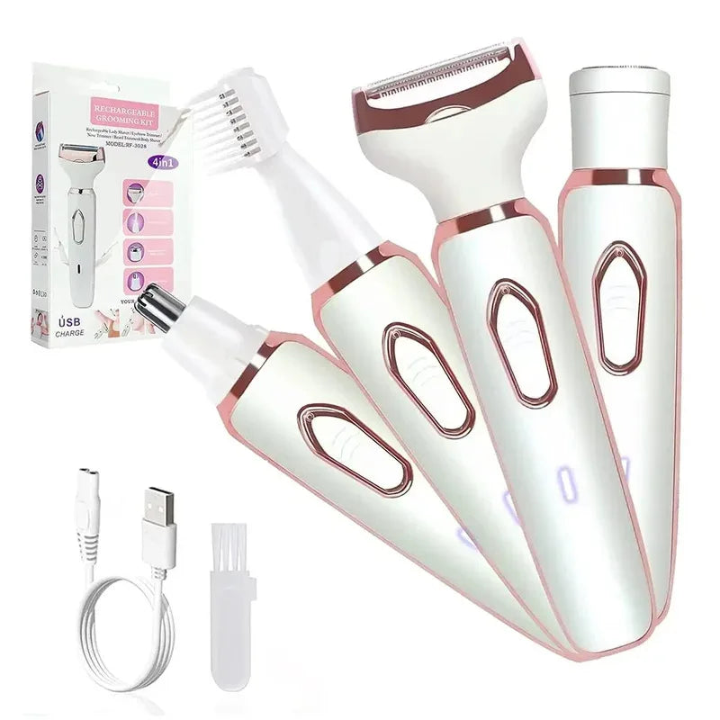 4-in-1 Electric Epilator - Painless Facial & Body Hair Removal Shaver