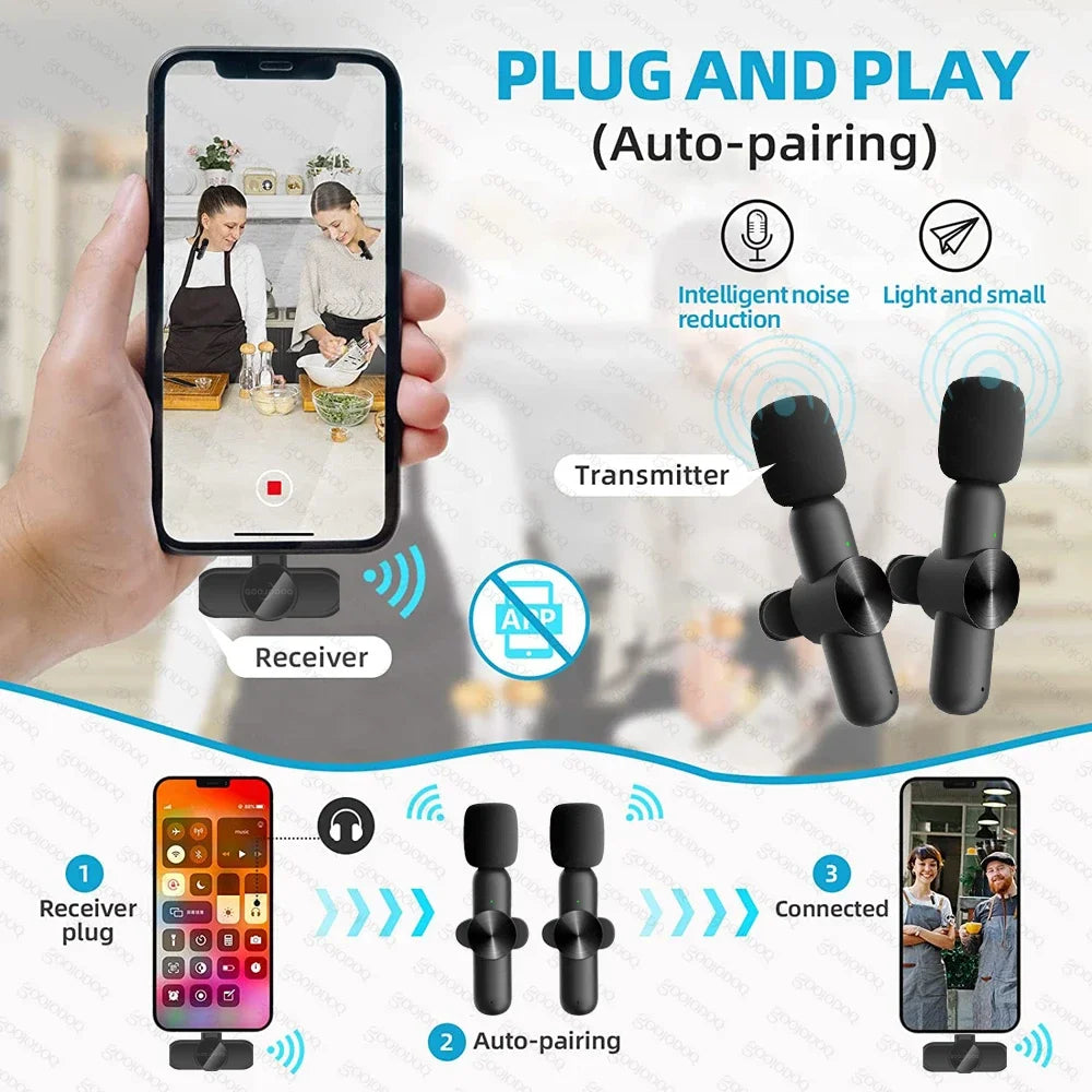 Wireless Lavalier Microphone - Mini Mic for iPhone & Android Live 2025