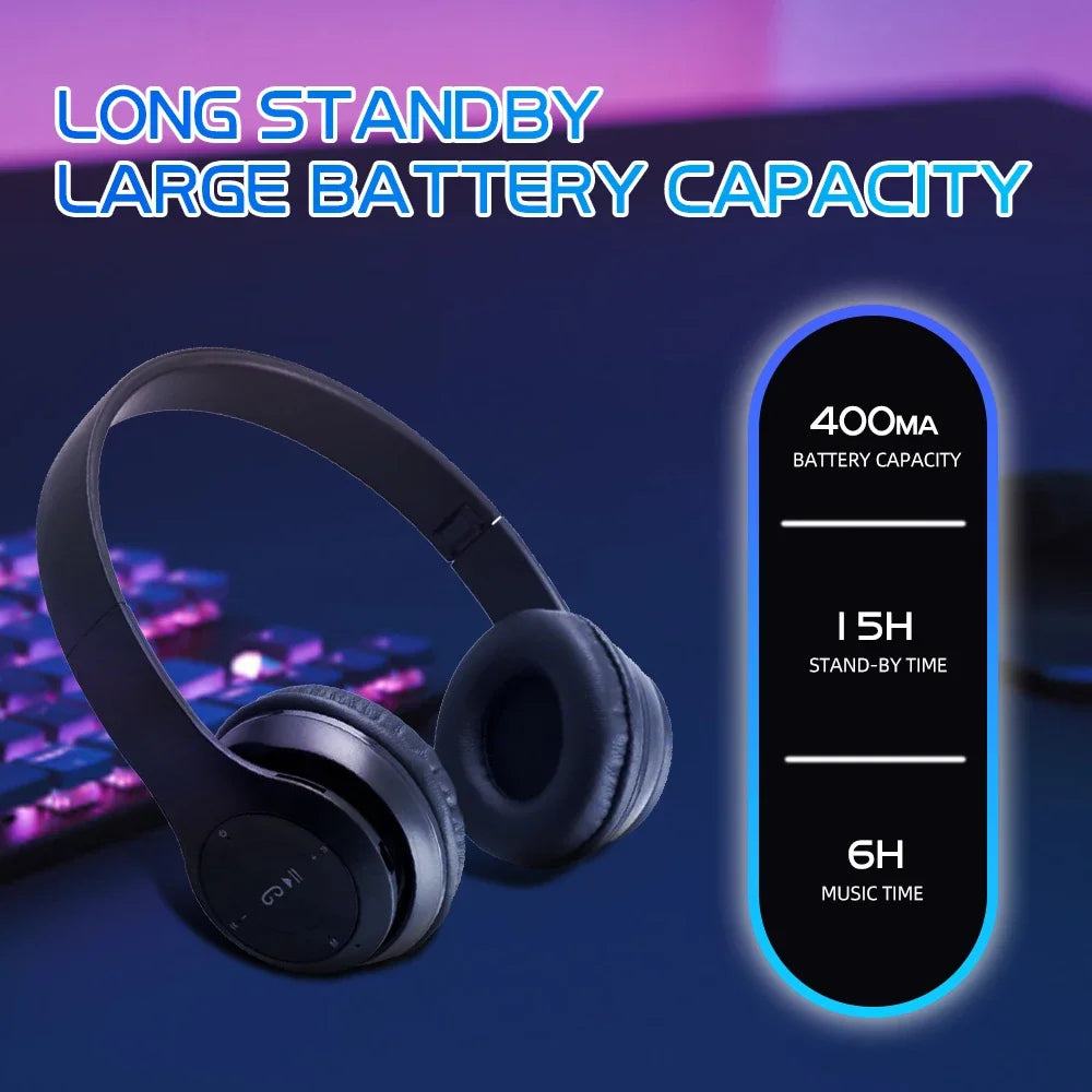 Stereo P47 Bluetooth Headphones - Wireless Sports Music Headset