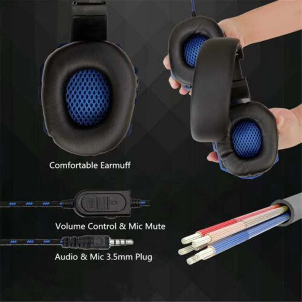 Wired Gaming Headset 3.5mm - Stereo Bass Headphones with Mic
