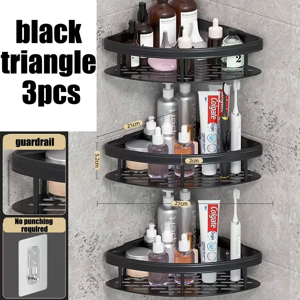 Wall Mounted Shower Shampoo Rack Bathroom Rack Towel Rack Diamond Free Stand Tripod Wall Hanging Corner Rectangular Stand
