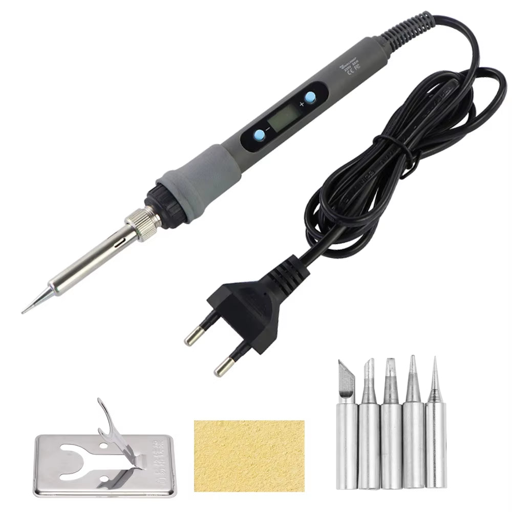 60W/80W Electric Soldering Iron Adjustable Temperature Digital Display Electronic Welding Repair Tools with Solder Tin Iron Tips