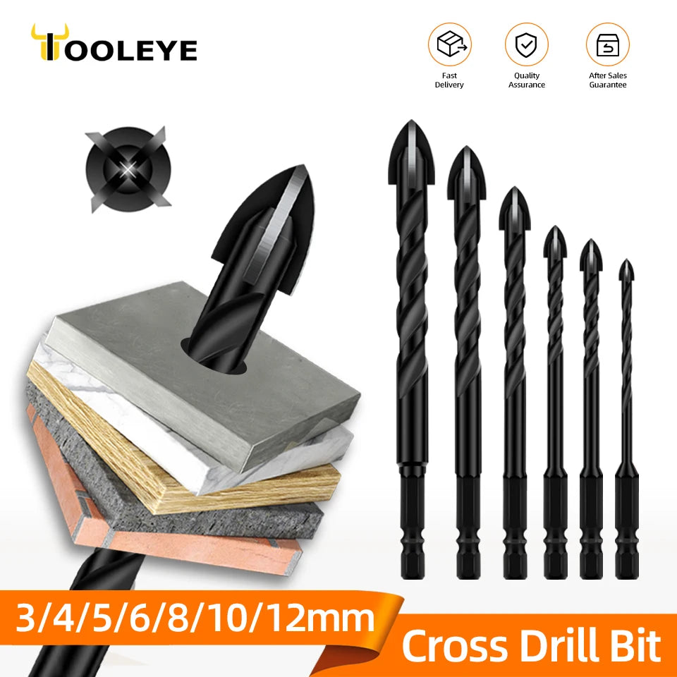 Cross Hex Drill Bit Set - Multifunction Drill Bits for Tile & Metal