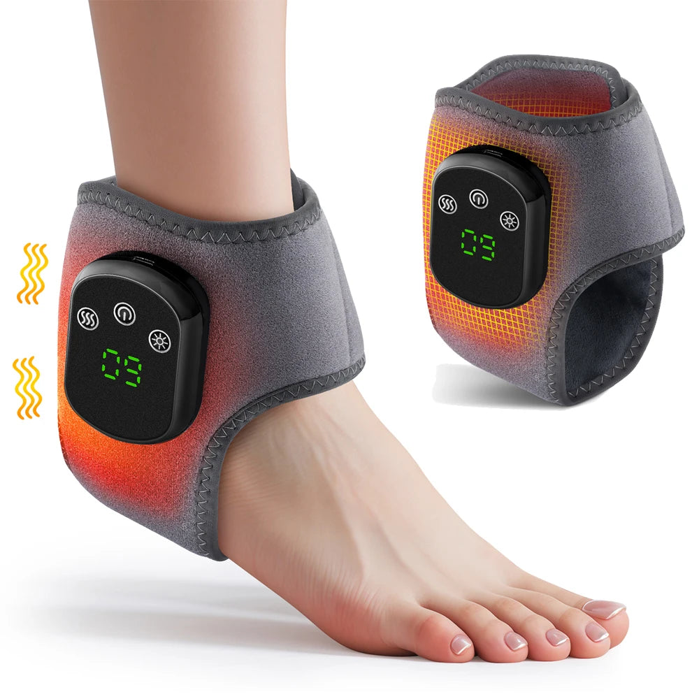 Hot Compress & Vibration Electric Ankle Brace - Fitness Accessories