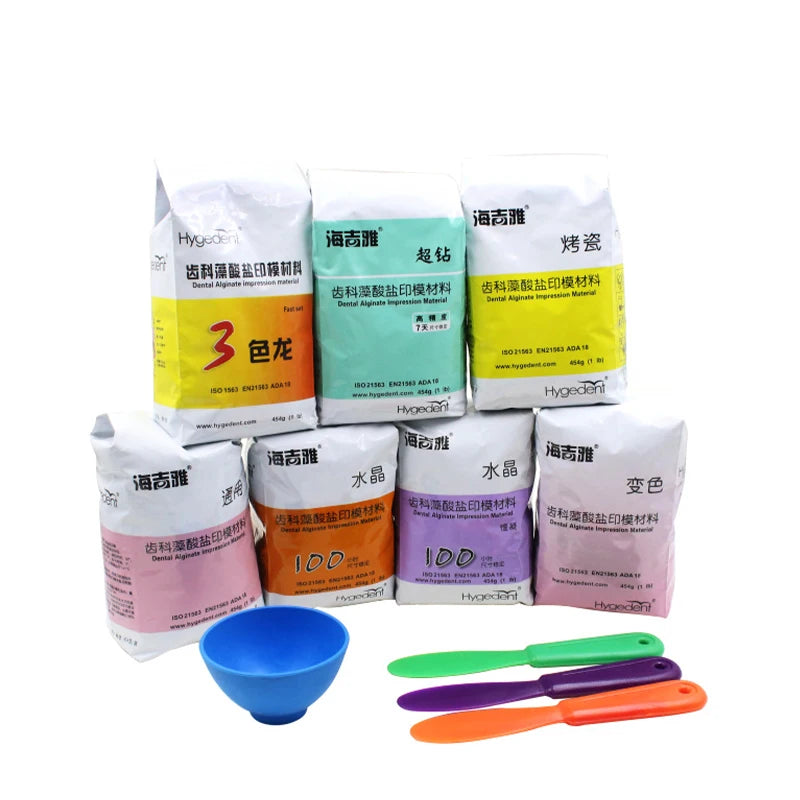 1 Bag Dental Alginate Impression Material Putty for Dental Mold Alginate Plaster for Dental Printing Porcelain Enamel Dentures
