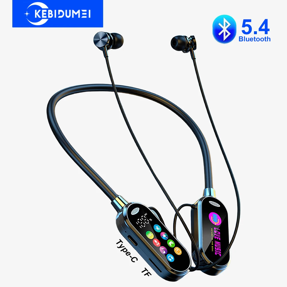 Bluetooth 5.4 Neckband Earphones - Wireless Noise-Reduction Headset