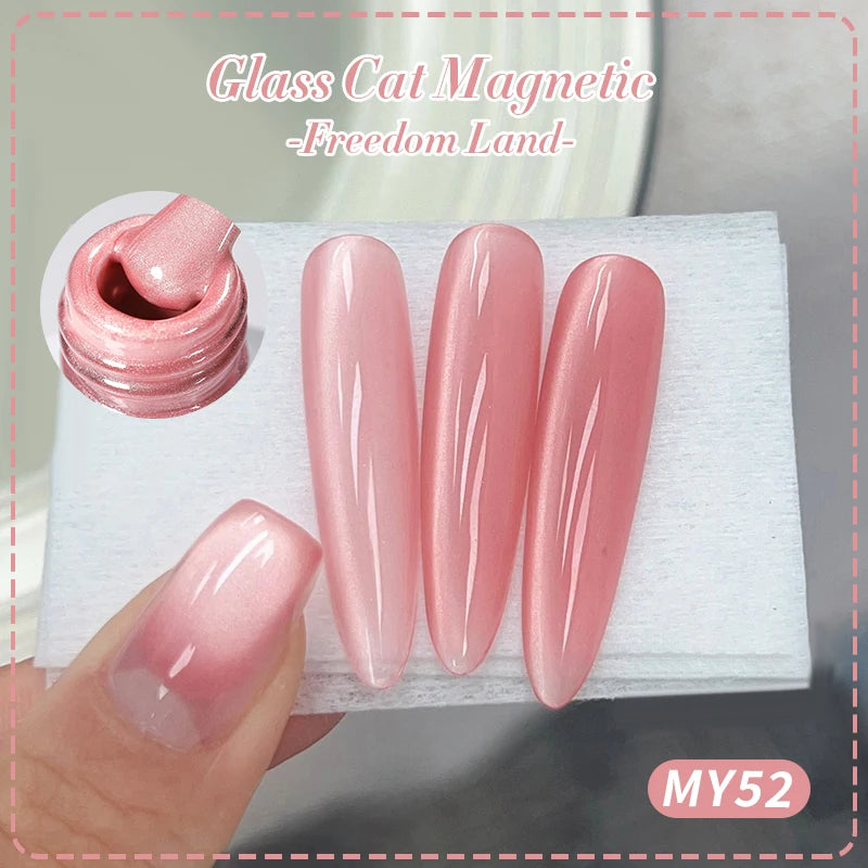 10Ml Pink Glass Bead Cat Magnetic Gel Nail Polish Spring Moonlight Jelly Crystal Semi Permanent Soak off Manicure