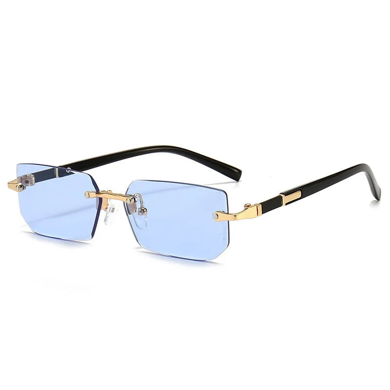 Unisex Rimless Rectangle Sunglasses - Small Square Shades Fashion 2025