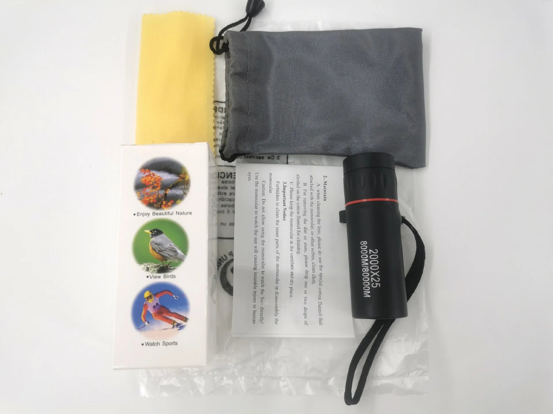 Outdoor 2000X25 HD Monocular Telescope Mini Portable Mobile Phone Telescope with Holder Camping Hunting Birdwatching Telescopes