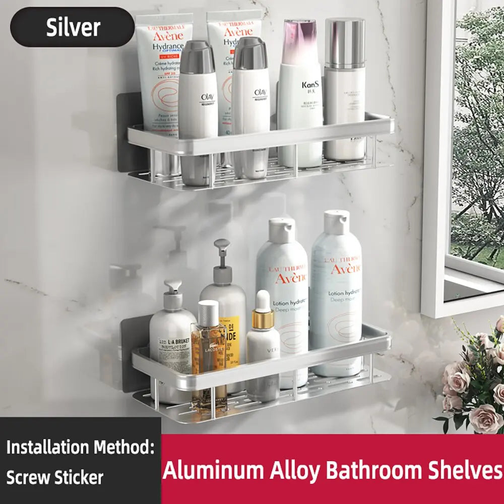 Wall Mounted Shower Shampoo Rack Bathroom Rack Towel Rack Diamond Free Stand Tripod Wall Hanging Corner Rectangular Stand