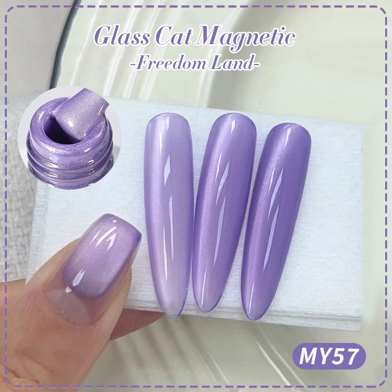 10Ml Pink Glass Bead Cat Magnetic Gel Nail Polish Spring Moonlight Jelly Crystal Semi Permanent Soak off Manicure