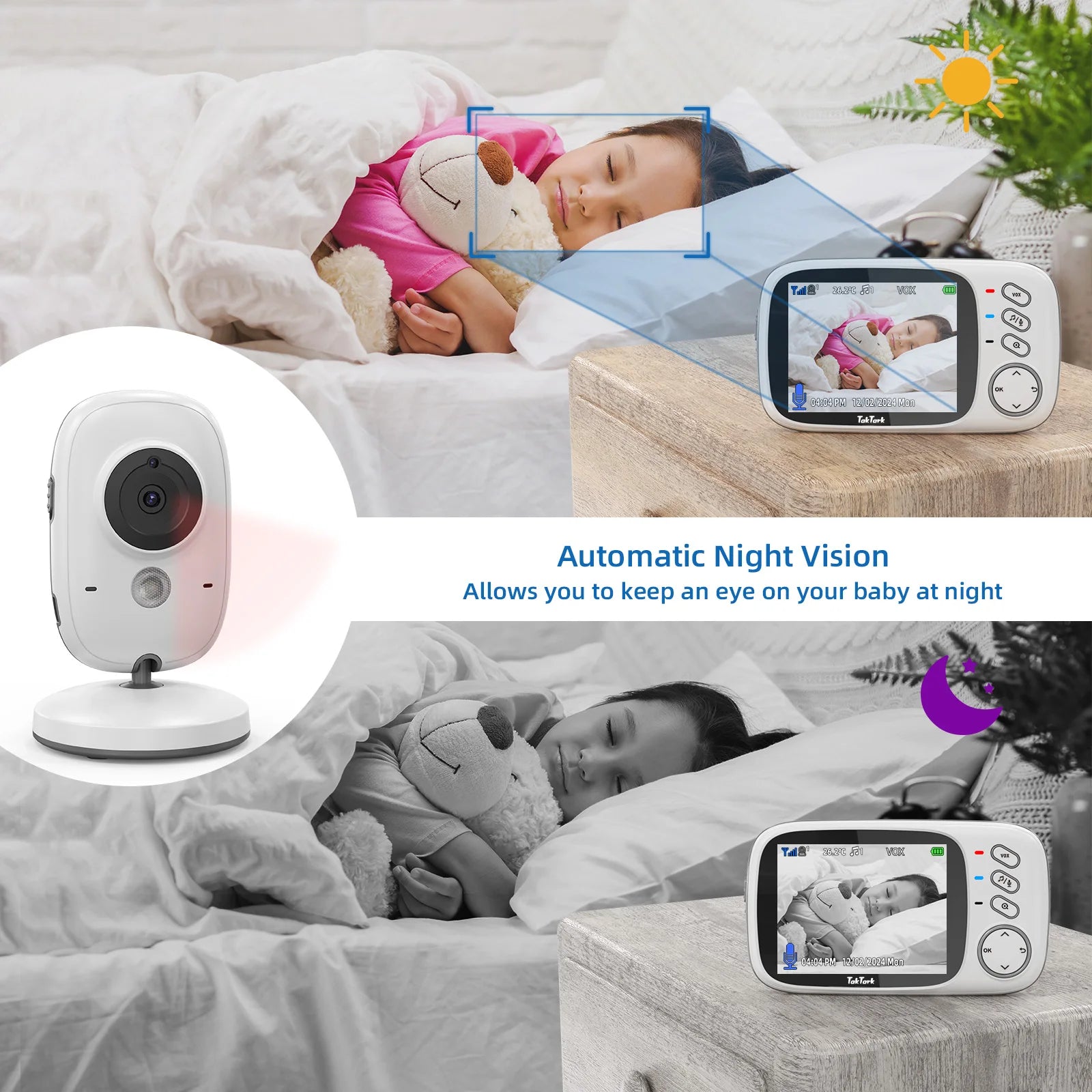 3.2 Inch Wireless Video Baby Monitor - Night Vision & Lullabies Online