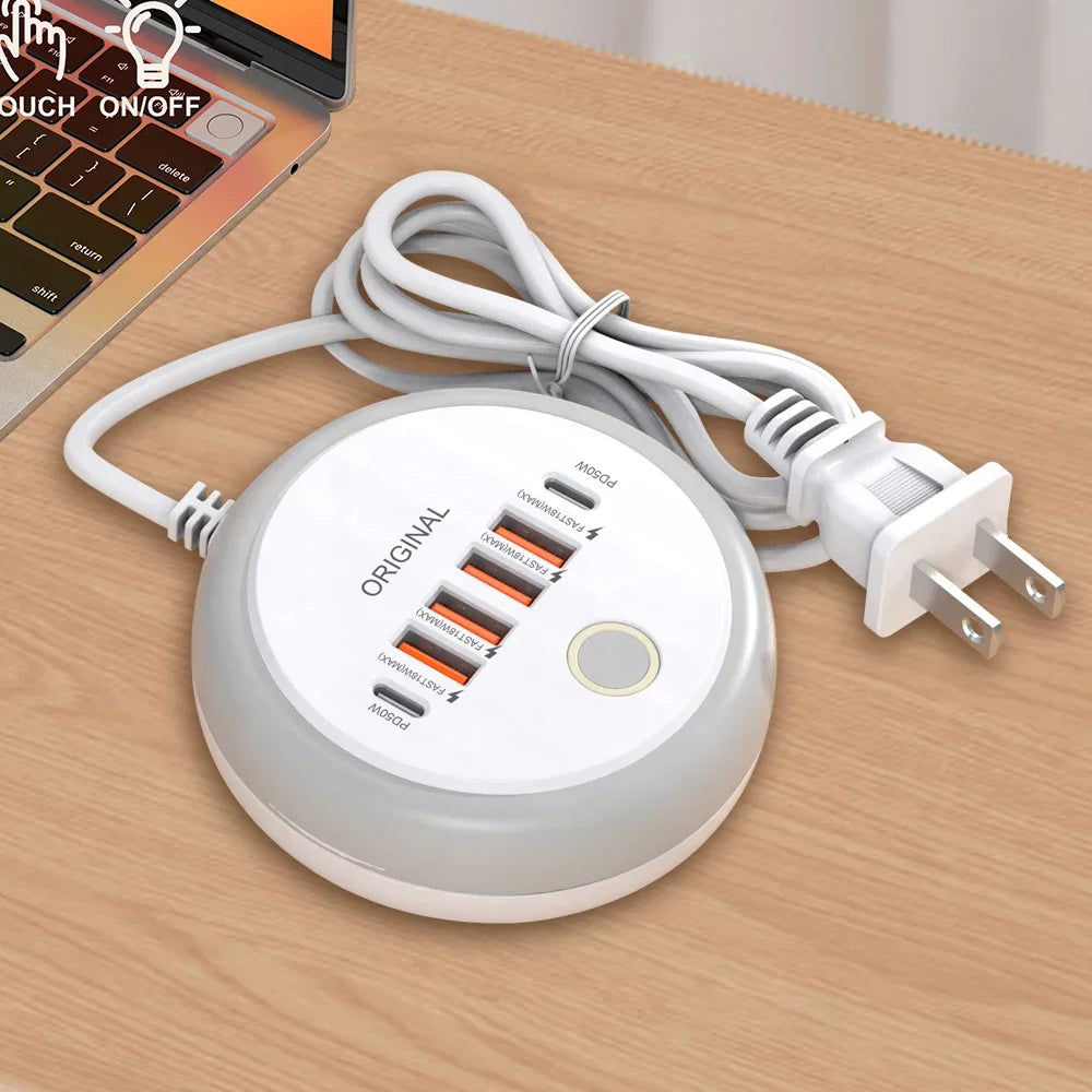 50W Power Strip Multi Port USB C Socket Type C Fast Charging Wall Charger USB Adapter for Iphone12 13 Quick Mobile Phone Charger