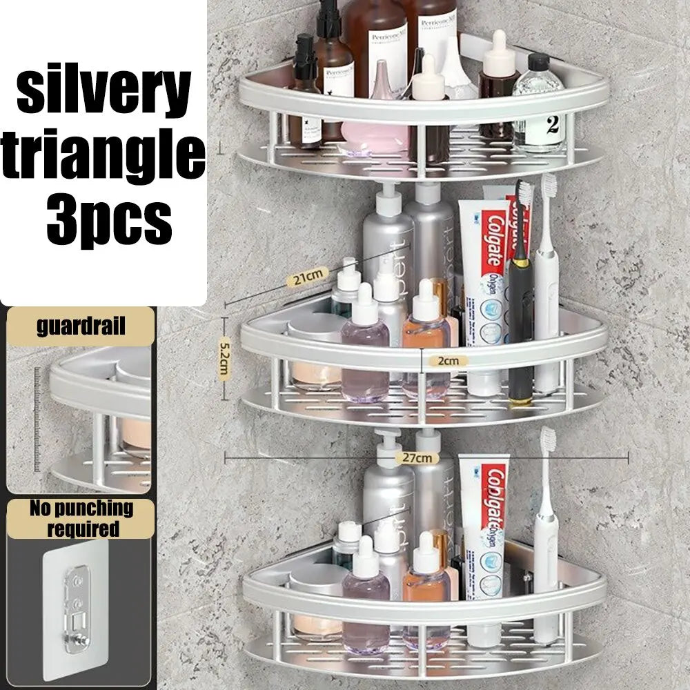 Wall Mounted Shower Shampoo Rack Bathroom Rack Towel Rack Diamond Free Stand Tripod Wall Hanging Corner Rectangular Stand