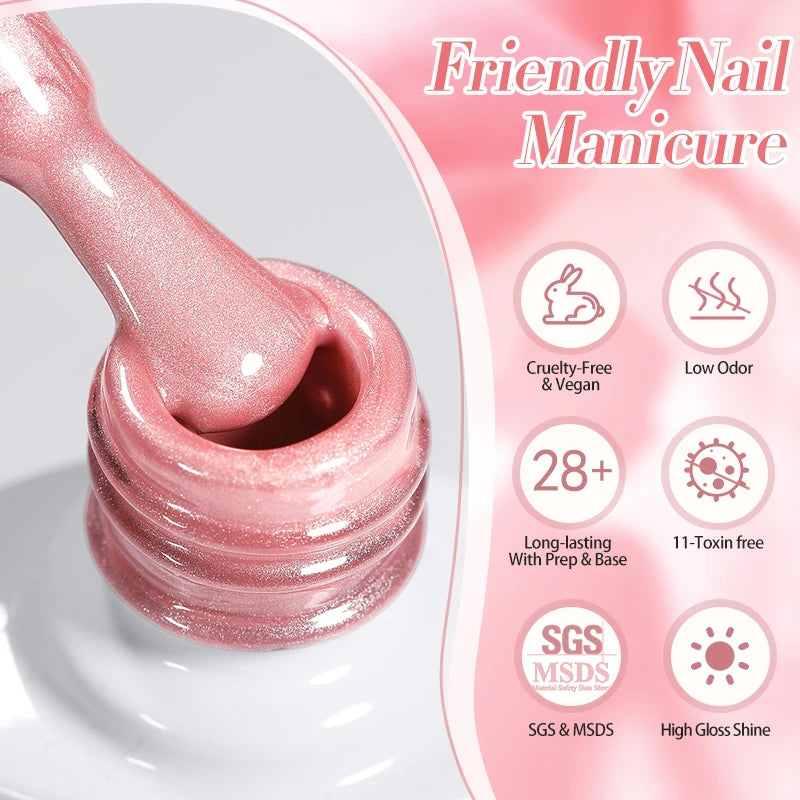 Pink Magnetic Gel Nail Polish - 10ml Cat Eye Jelly Soak Off Gel 2025