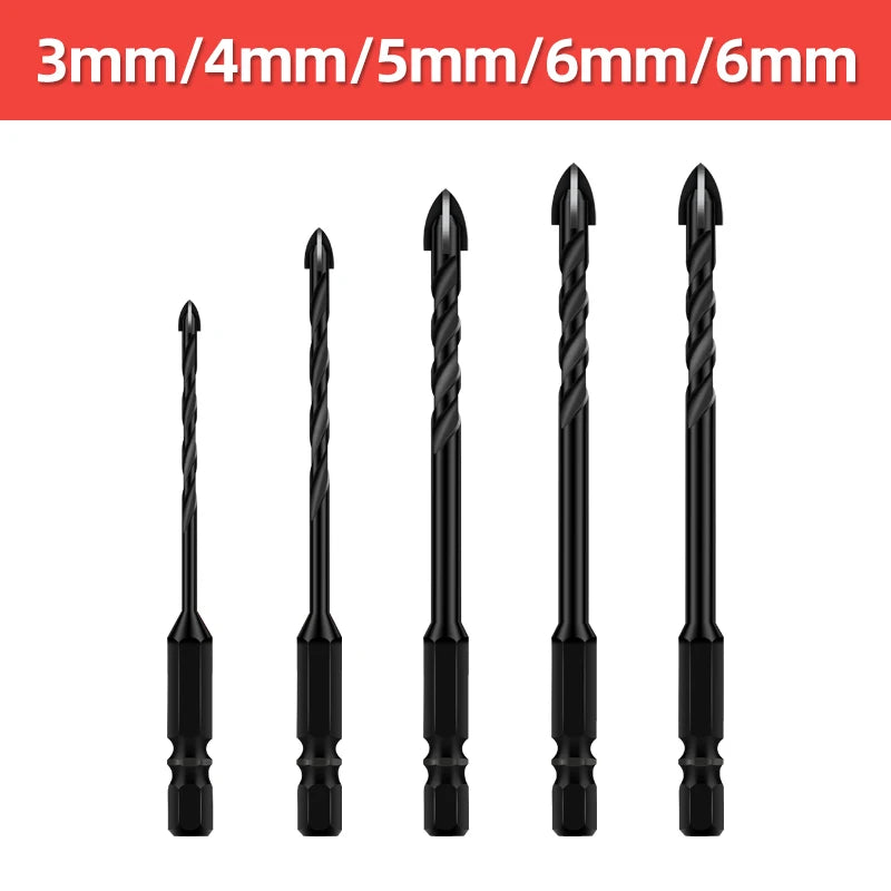 Cross Hex Drill Bit Set for Concrete Porcelain Tile Glass Metal Multifunction Drill Bits Kit Power Tools Drilling Drills