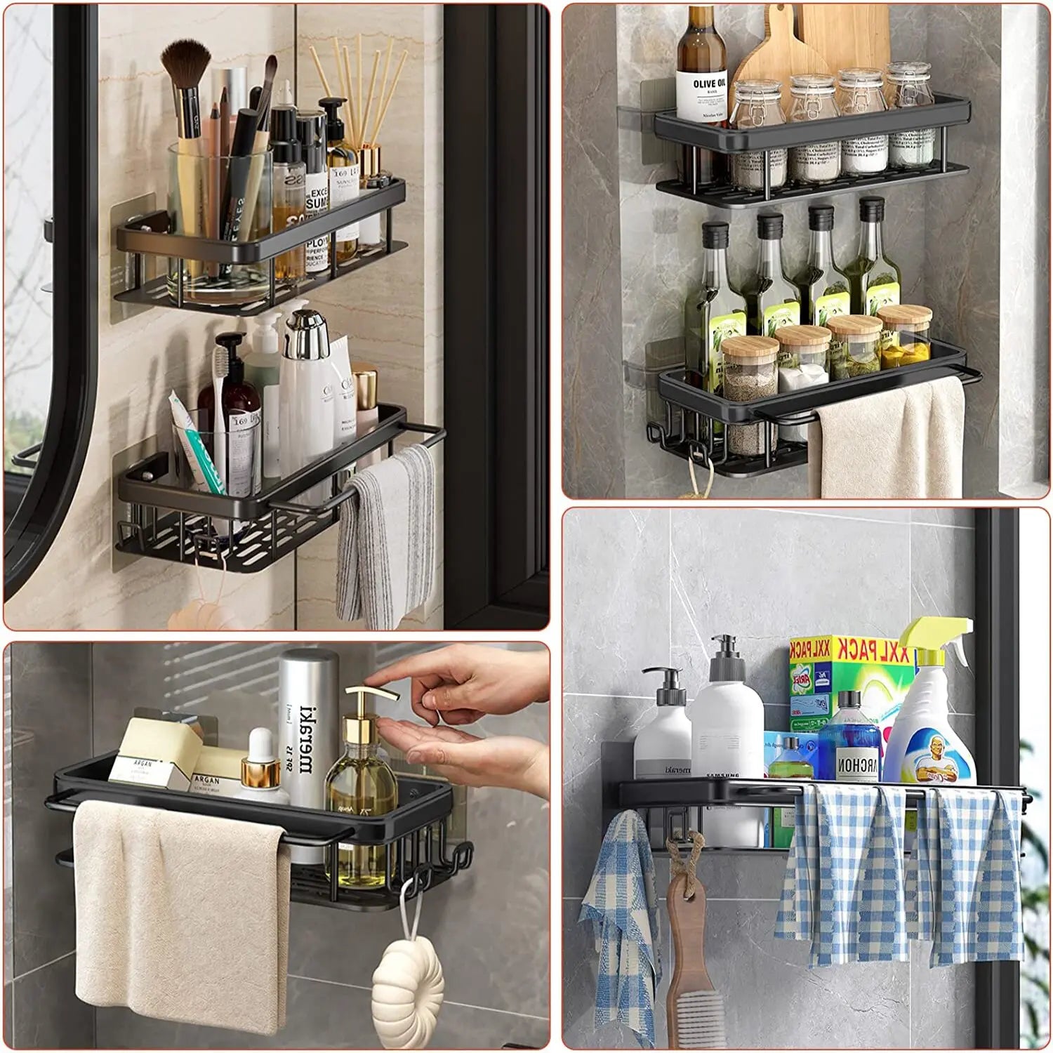 Wall Mounted Bathroom Rack - Shampoo, Towel & Shower Organizer 2025