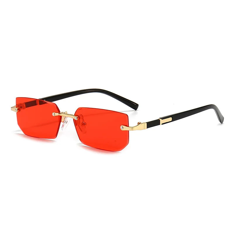 Unisex Rimless Rectangle Sunglasses - Small Square Shades Fashion 2025