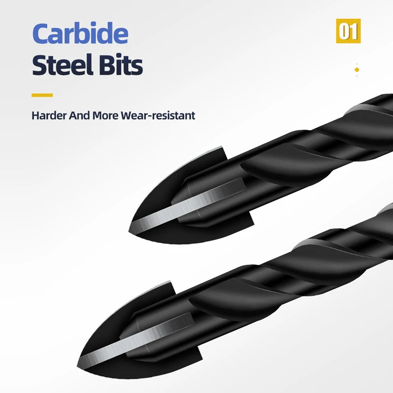 Cross Hex Drill Bit Set for Concrete Porcelain Tile Glass Metal Multifunction Drill Bits Kit Power Tools Drilling Drills