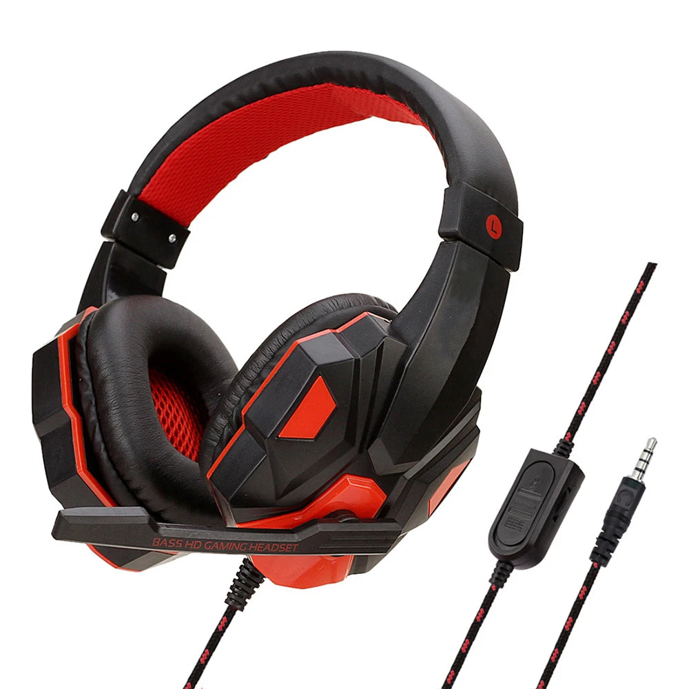 Wired Gaming Headset 3.5mm - Stereo Bass Headphones with Mic