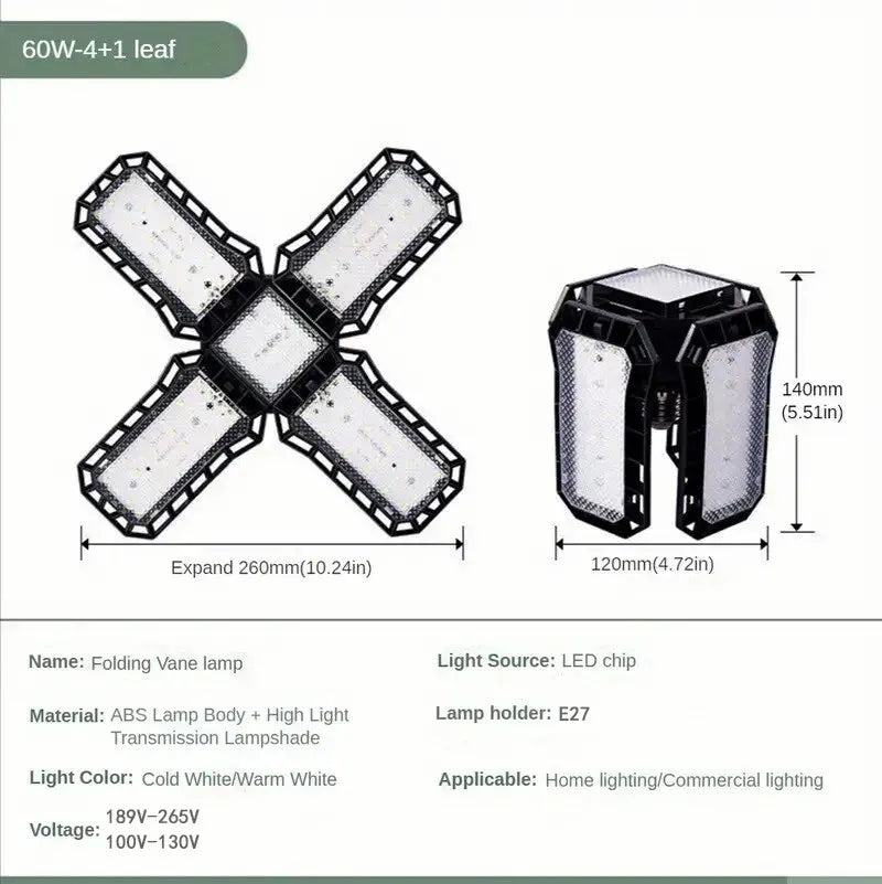 LED Garage Light Bulbs, 40W 60W 80W10000LM Super Bright Garage Lighting LED Shop Light with Adjustable Panels, E27 Screw Socket