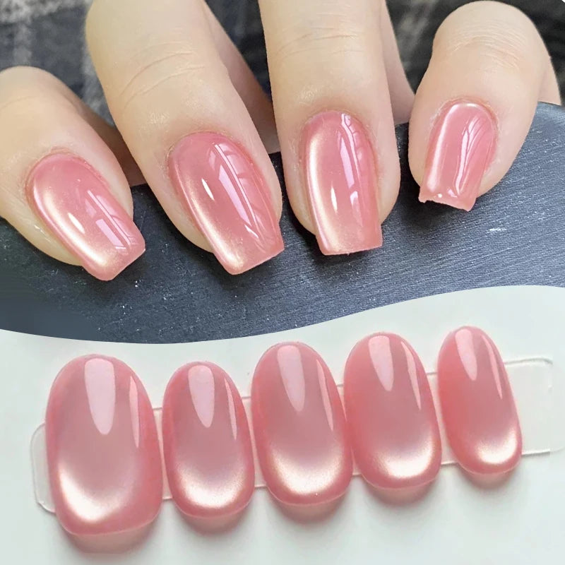 Pink Magnetic Gel Nail Polish - 10ml Cat Eye Jelly Soak Off Gel 2025