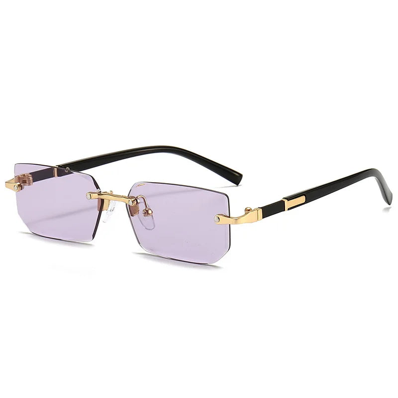 Rimless Sunglasses Rectangle Fashion Popular Women Men Shades Small Square Sun Glasses for Female Male Summer Traveling Oculos
