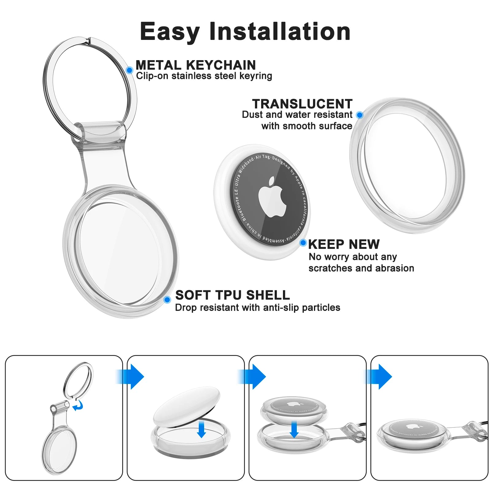 TPU AirTag Keychain Case - Waterproof Anti-Lost Dog & Pet Tracker