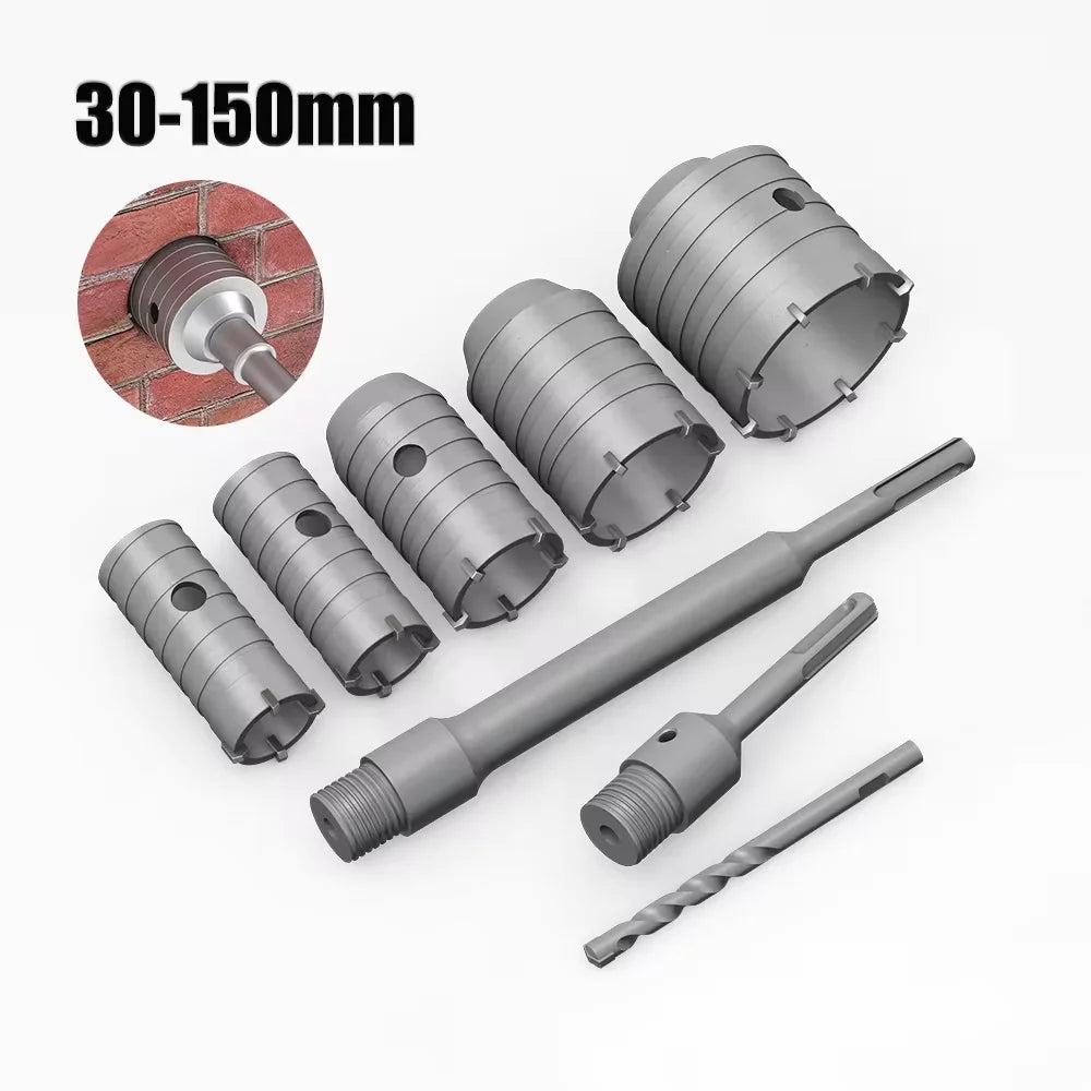 Concrete Wall Hole Saw - 30-150mm SDS Plus Hammer Drill Bit Set