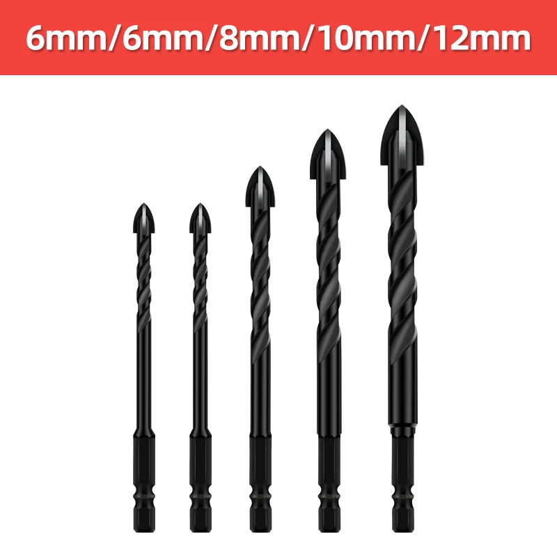 Cross Hex Drill Bit Set for Concrete Porcelain Tile Glass Metal Multifunction Drill Bits Kit Power Tools Drilling Drills