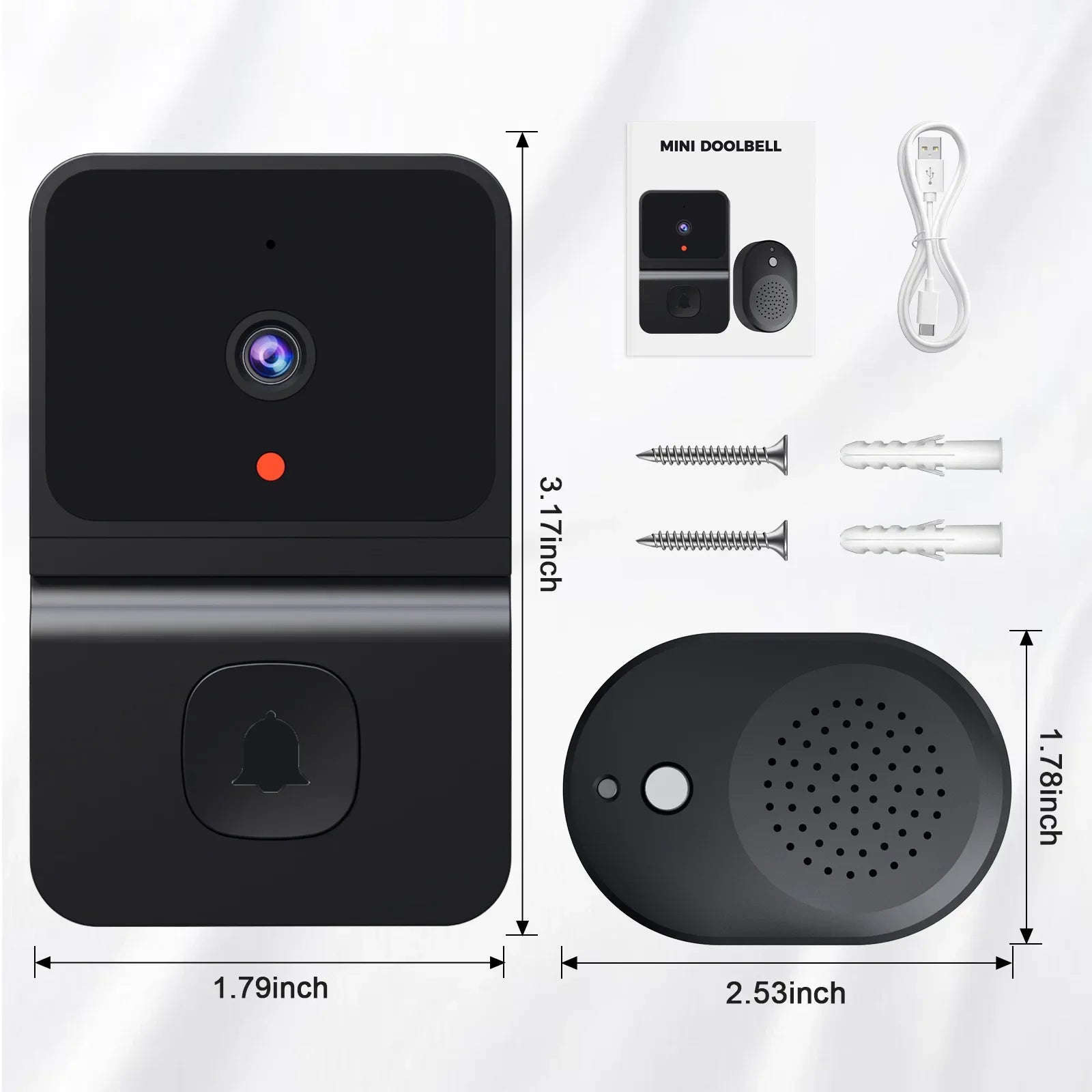 Wireless Video Doorbell - WiFi Camera with Night Vision & Intercom
